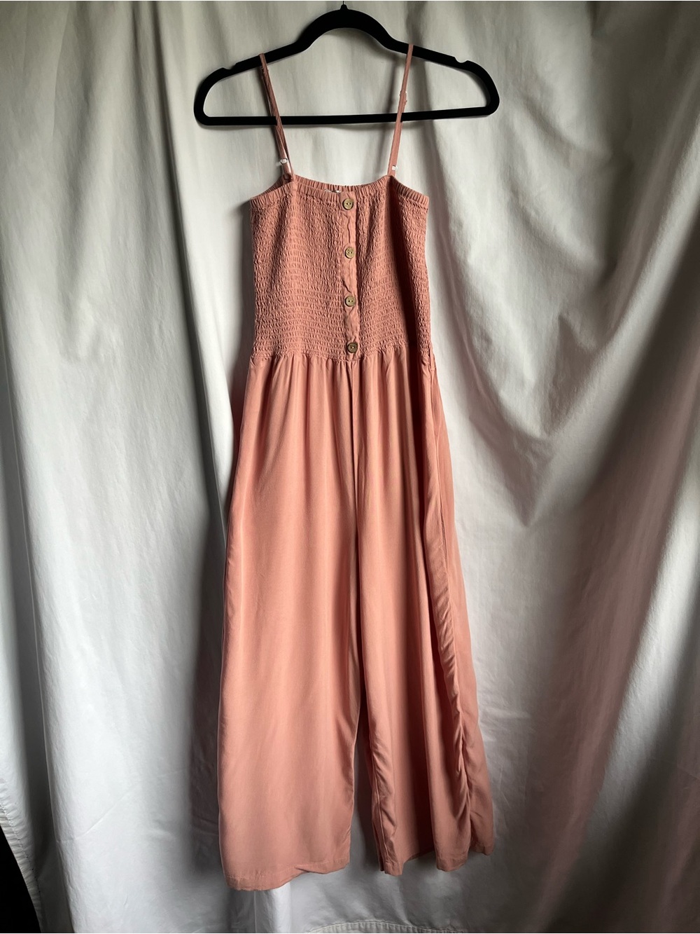 Ci Sono Mauve Smocked Jumpsuit with Buttons small